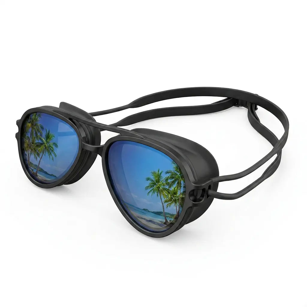 Yeomoo Retro Aviator Swimming Goggles for Adults, Anti-Fog Leakproof UV Protection, Adjustable Strap with Case - Stylish Pool & Beach Goggles for Women/Men