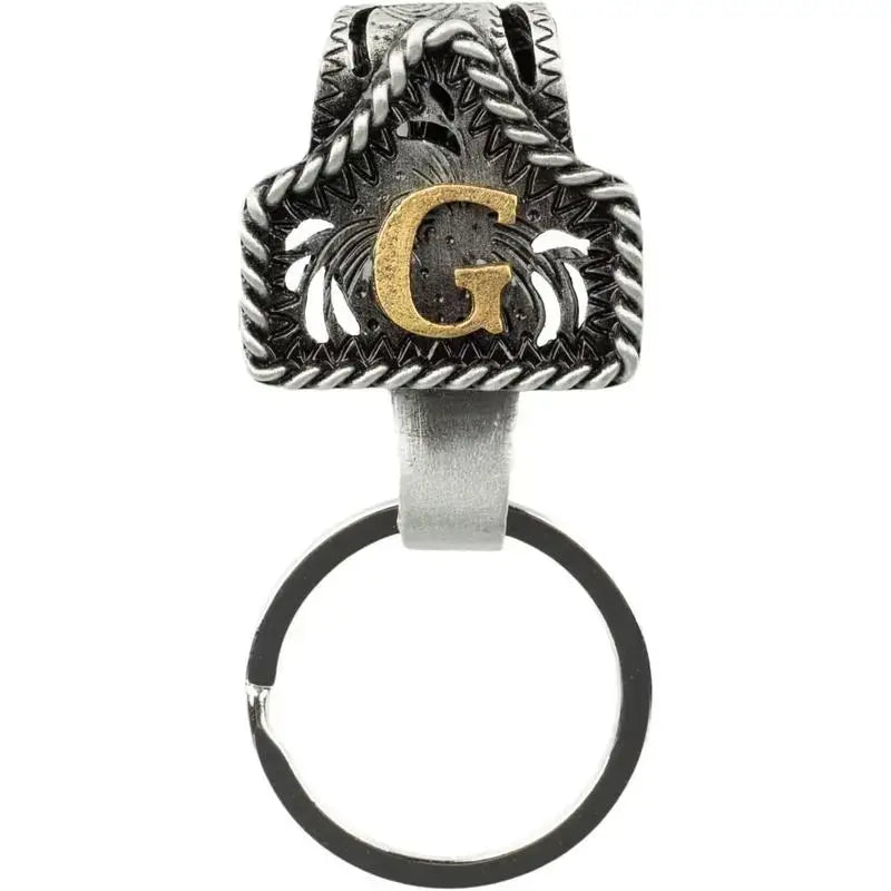 Western Cow Tag Initial Keychain - Handmade Copper Letter