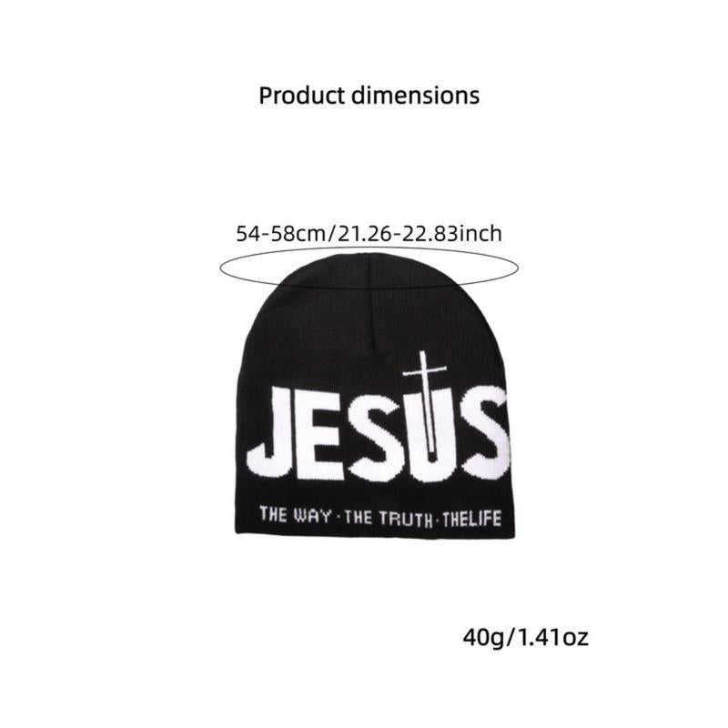 Unisex Y2K Letter Jacquard Cross & Heart Knit Beanie