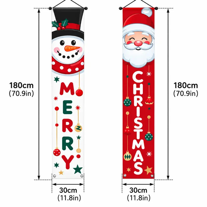 2-Piece Merry Christmas Front Porch Door Banner Set