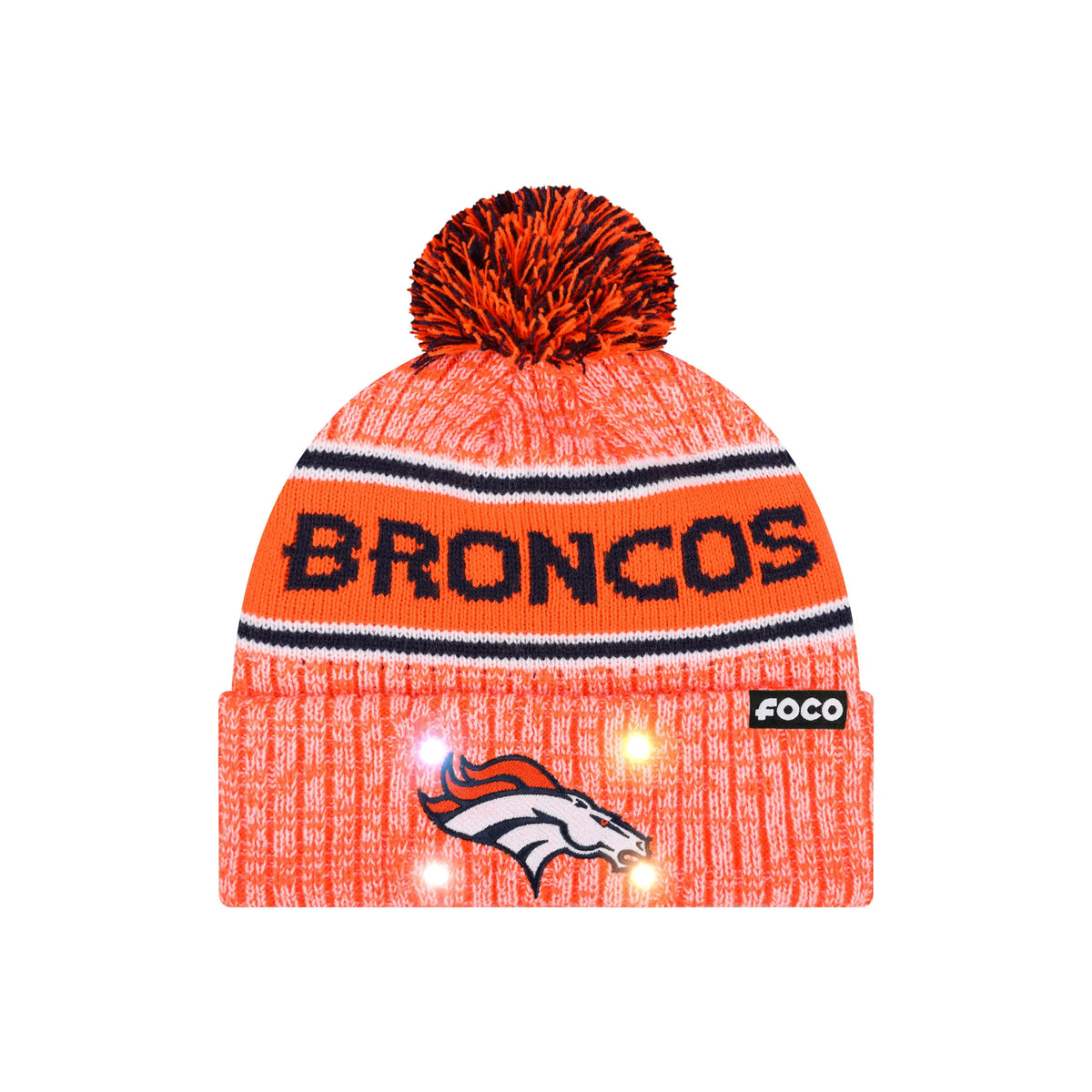 NFL Officially Licensed Team Color Warm Light up Pom Beanie