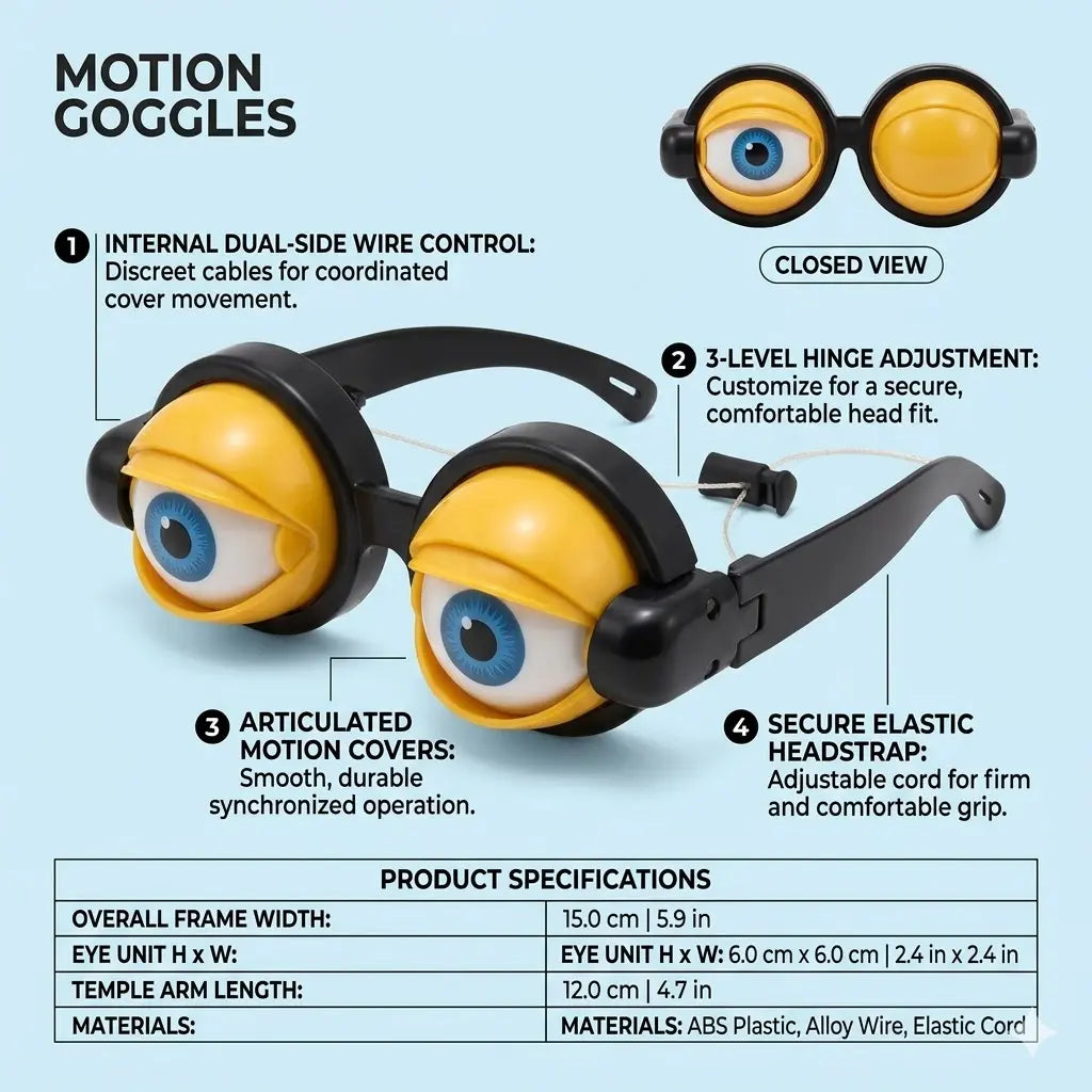 Kinetic Crazy Eyes Glasses, Novelty Eyewear for Costume Party Decoration
