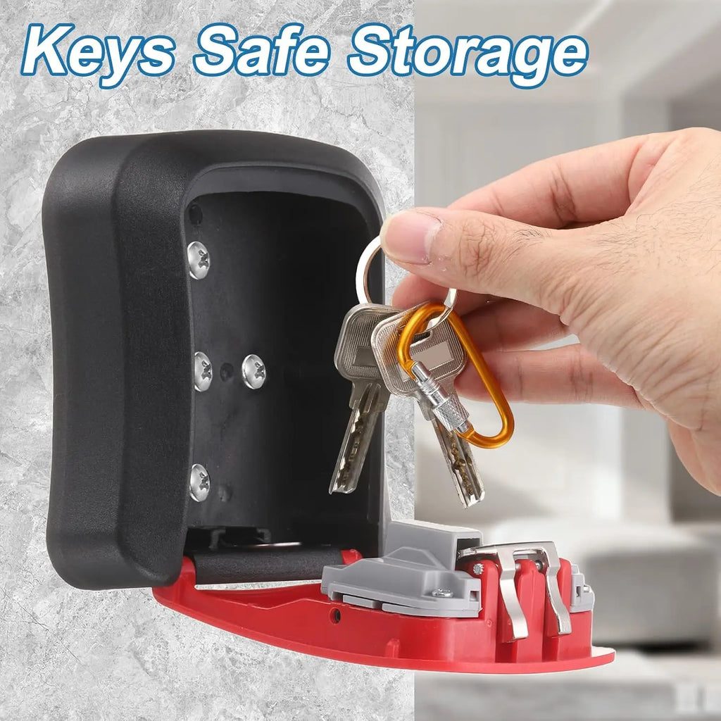 Wall Mount Key Lock Box with 4-Digit Resettable Combination for Home, Office, Garage & Outdoor Key Storage      1/2