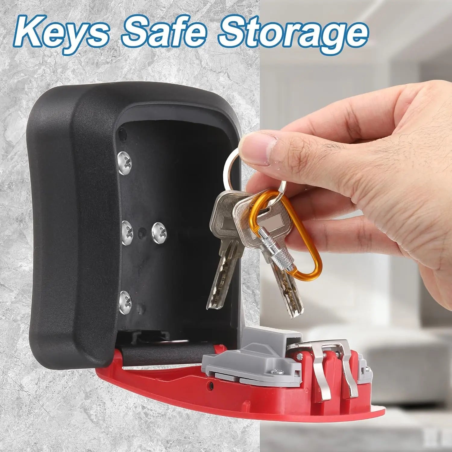 Wall Mount Key Lock Box with 4-Digit Resettable Combination for Home, Office, Garage & Outdoor Key Storage      1/2