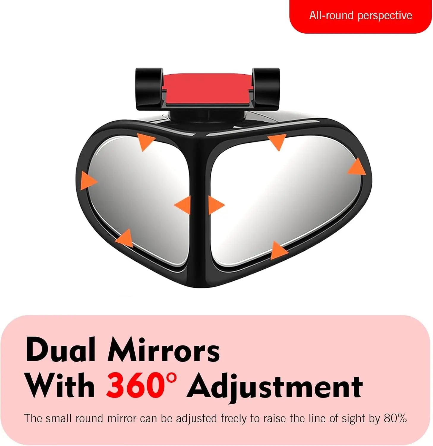 360° Rotatable Dual-Lens Blind Spot Mirror, Clip-On Rearview Auxiliary Mirror for Parking & Reversing