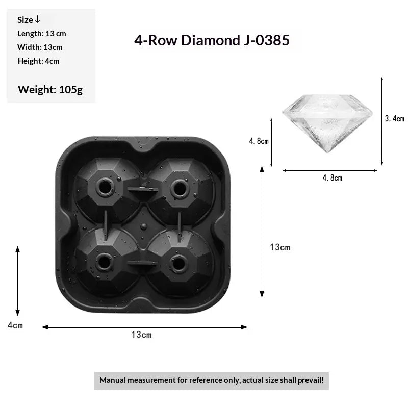 4-Cavity Rose Ice Cube Mold - Large Silicone Ice Tray for Whiskey, Cocktails & Coffee, Makes Big Rose Ice Balls for Drinks, Perfect for Bar & Home Use