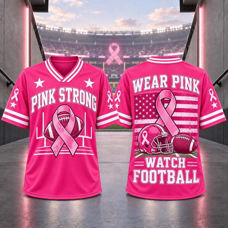 Unisex Pink Ribbon Breast Cancer Awareness Football Jersey