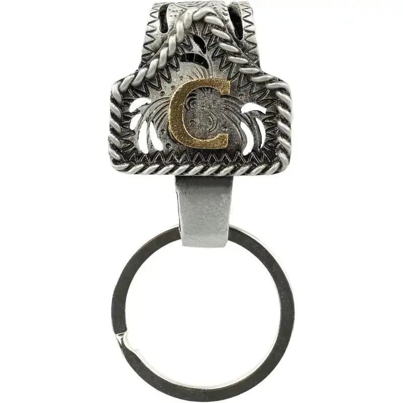 Western Cow Tag Initial Keychain - Handmade Copper Letter