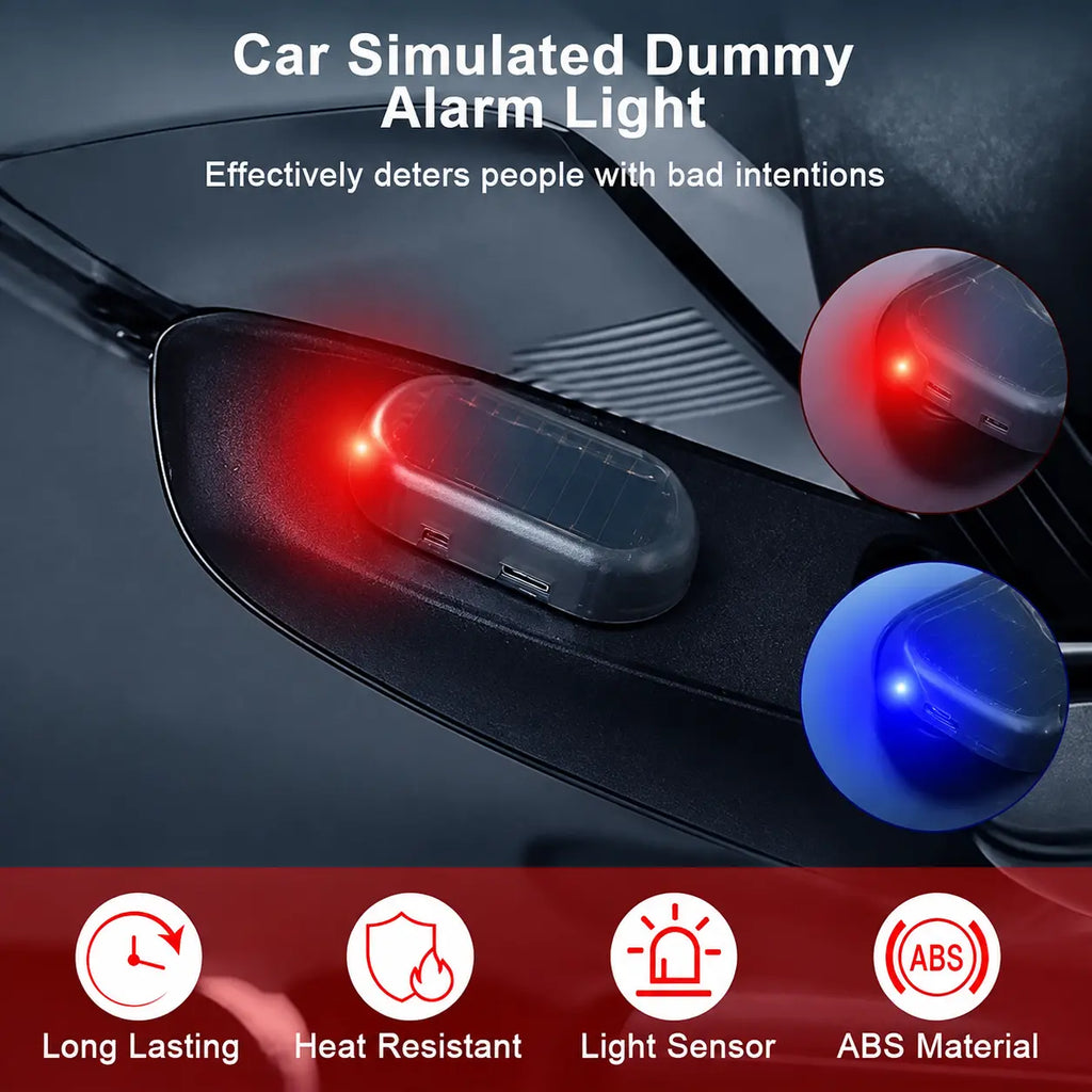 Solar-Powered Simulated Car Alarm LED with Automatic Light Sensor