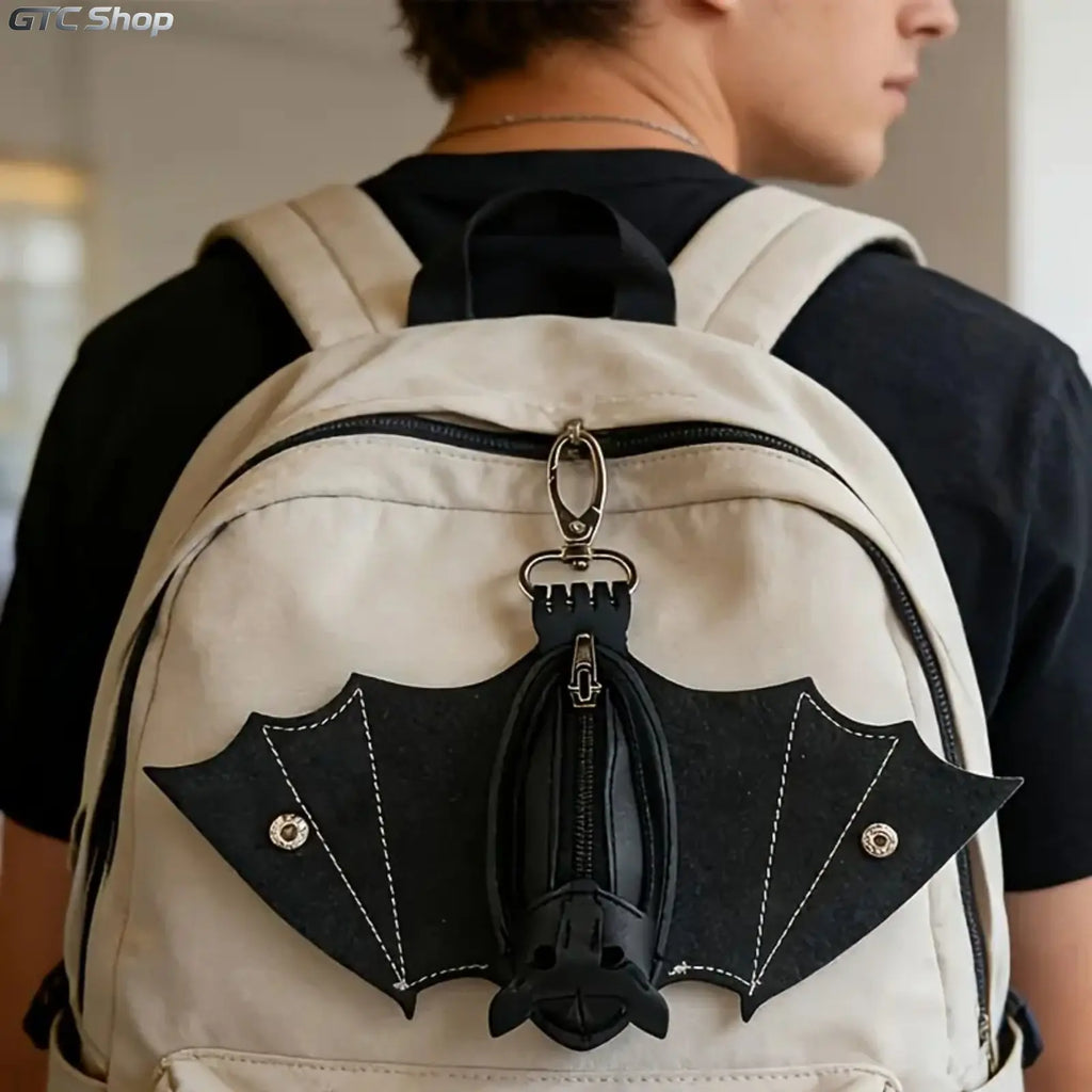 Gothic Bat-Shaped Crossbody Bag with Detachable Strap