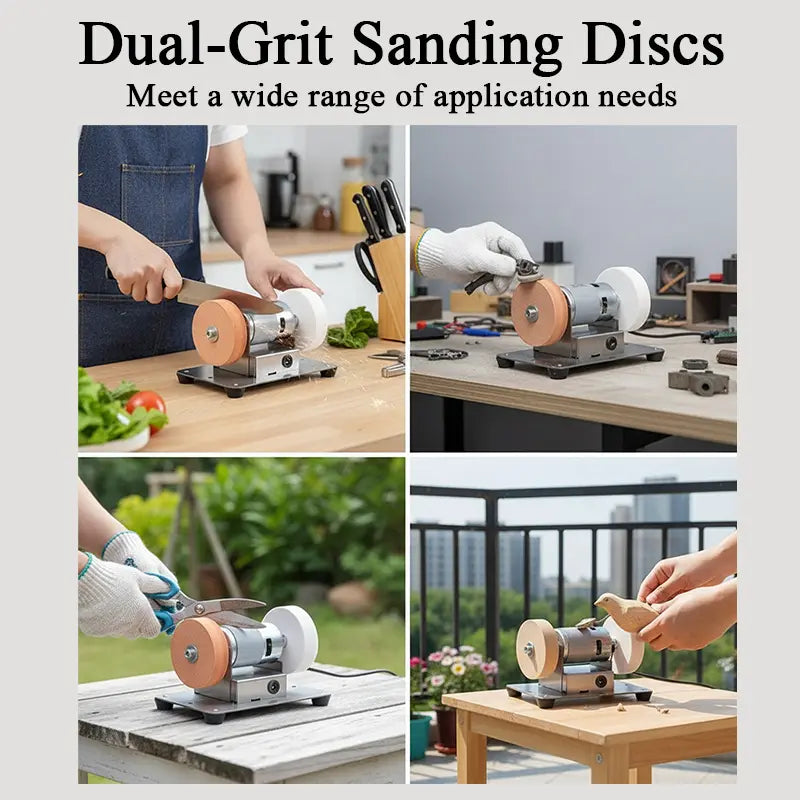 100W Mini Bench Grinder with Dual Wheels – 12 Speeds, 3,000–6,000 RPM