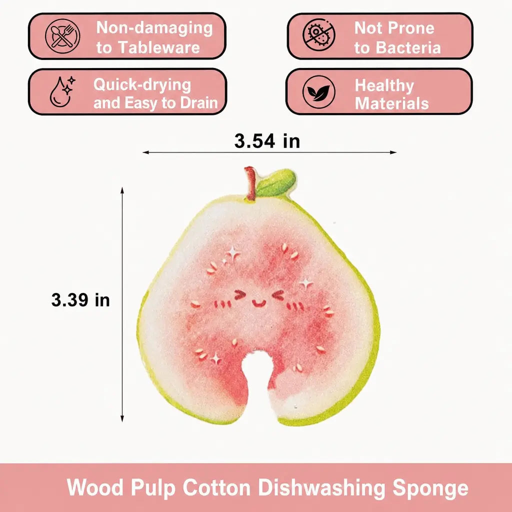 Compressed Cellulose Sponges - 3 Pack Fruit Shaped Natural Pop Up Dish Sponge for Kitchen - Compostable, Plant-Based, Non Scratch Cleaning Sponges Bulk for Dishes & Household Cleaning