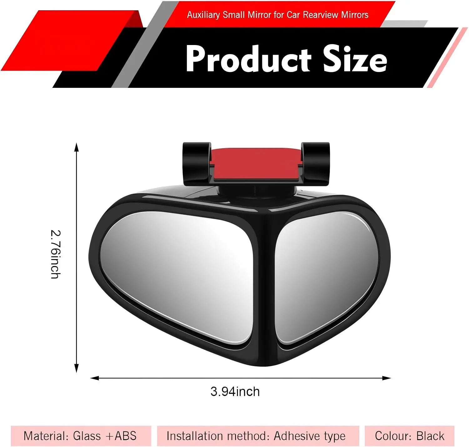 360° Rotatable Dual-Lens Blind Spot Mirror, Clip-On Rearview Auxiliary Mirror for Parking & Reversing