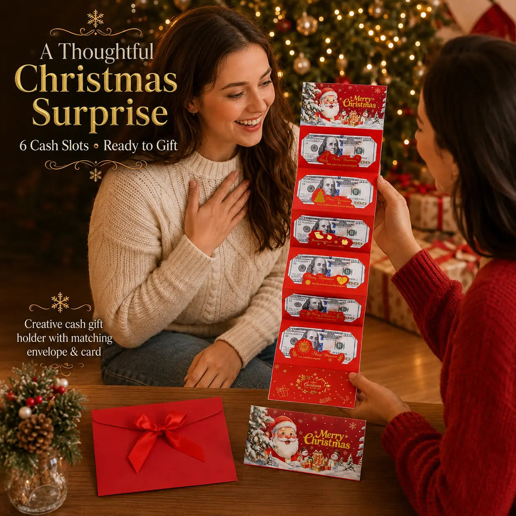 2/4-Pack Christmas Money Envelopes with 6-Slot Folding Cash Holders for Holiday Gifts & Gift Cards
