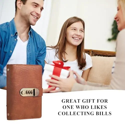 100-Pocket Currency Collector Album with PU Leather Cover, Password Lock & Clear Sleeves for Banknote Storage