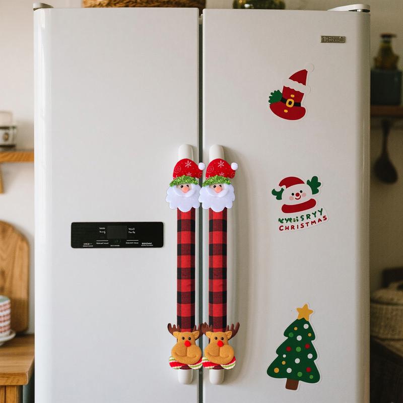 2/4/6-Pack Plush Plaid Christmas Appliance Handle Covers