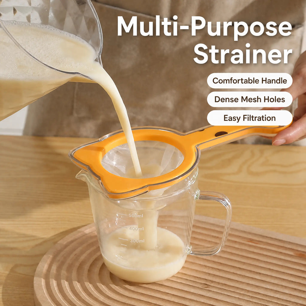 Fine Mesh Handheld Strainer with Funnel Spout for Coffee, Tea, Flour Sifting & Kitchen Food Preparation