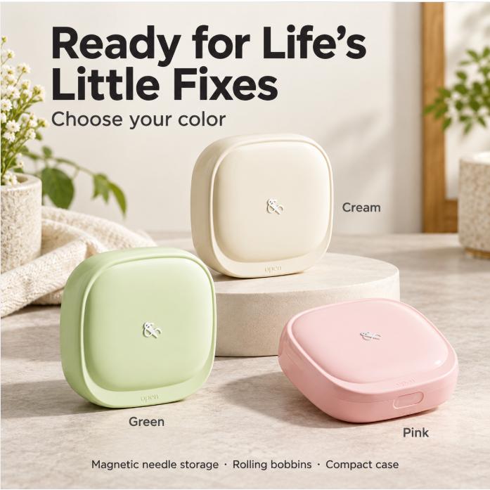 Mini Magnetic Rolling Spool Travel Sewing Kit & Storage Box