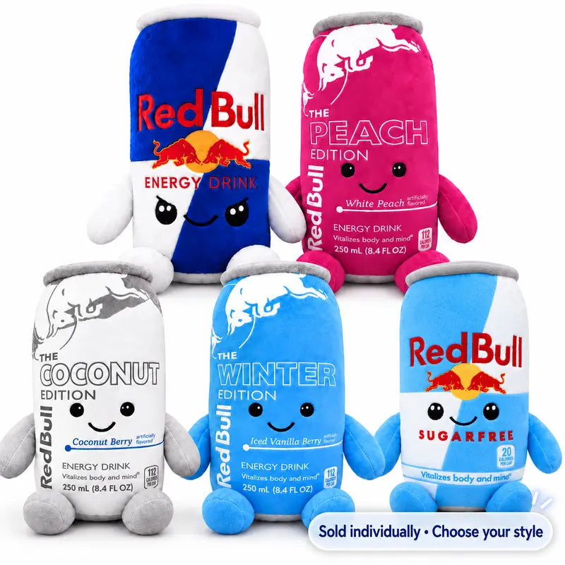 Energy Drink Can Plush Toy  5 Styles Available, 8.7 in Cute Soft Stuffed Doll, Sold Individually, Desk & Room Decor