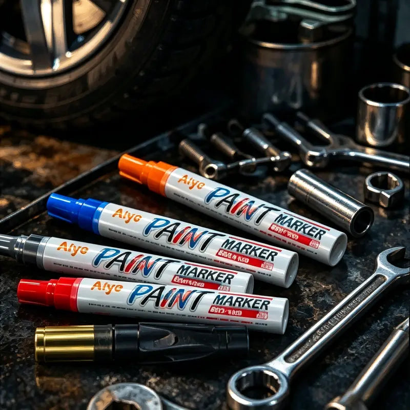 12-Color Oil-Based Tire Paint Marker Set, Quick-Dry Waterproof Permanent Paint Pens for Tires, Rubber, Metal & Wood