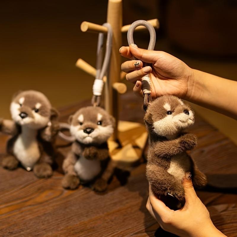 Viral Vibe Soft Plush Otter Keychain Realistic Stuffed Animal Bag Charm Lightweight Backpack Pendant