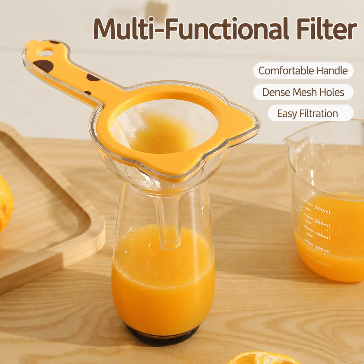 Fine Mesh Handheld Strainer with Funnel Spout for Coffee, Tea, Flour Sifting & Kitchen Food Preparation
