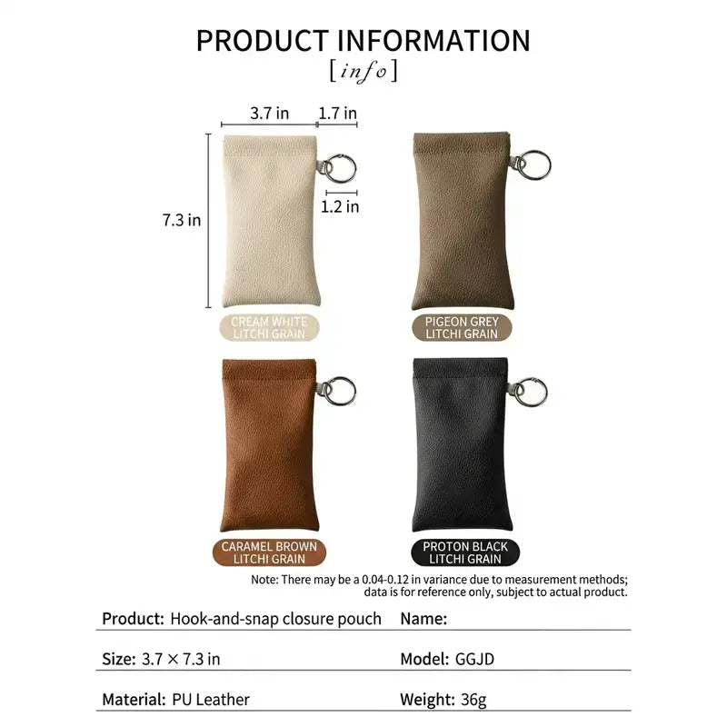 PU Leather Glasses Pouch with Cleaning Cloth & Keychain