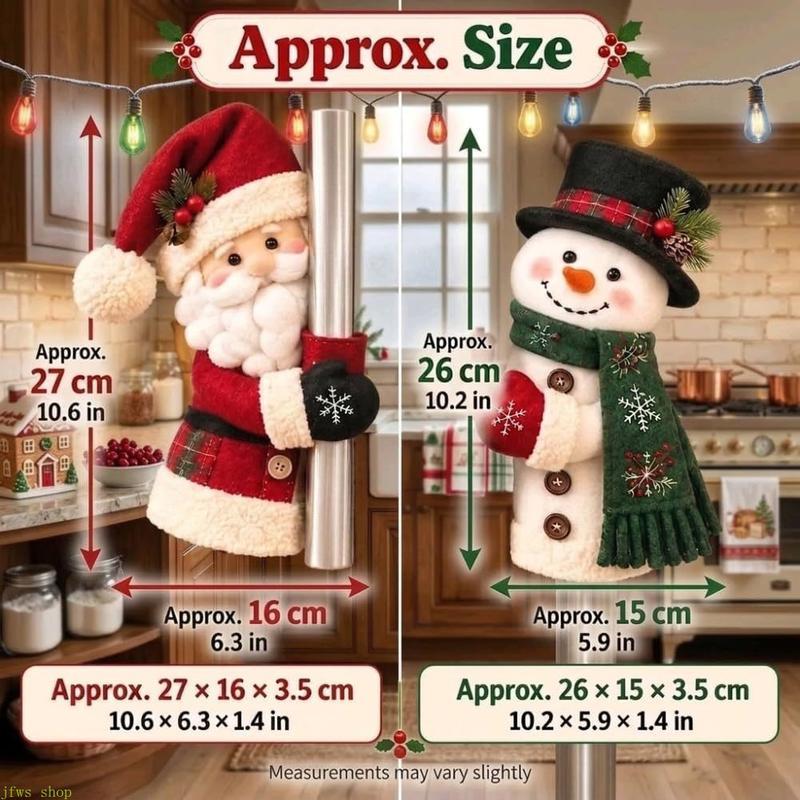 2-Piece Plush Santa & Snowman Christmas Handle Cover Set