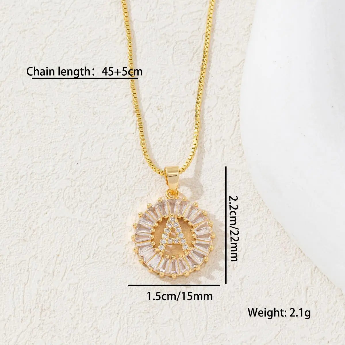 Women’s Gold-Plated Zircon Initial Pendant Layered Necklace Set
