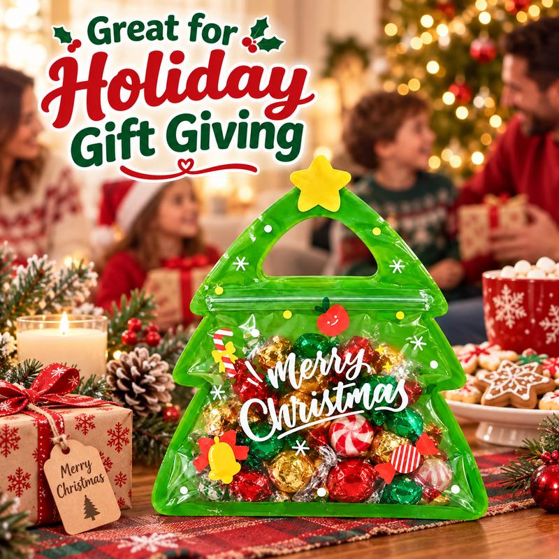 15/30-Pack Christmas Tree Resealable Candy & Treat Bags