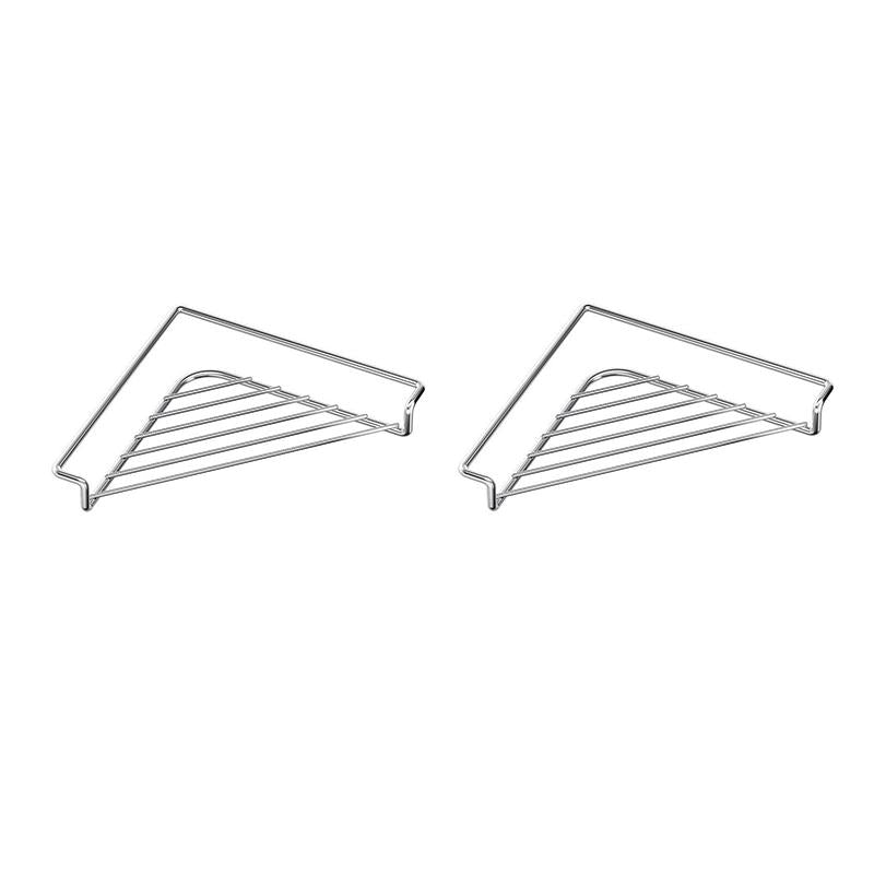 Stainless Steel Corner Sink Shelf with Triangular Open Wire Rack Design, Drainage and Raised Side for Daily Sink Areas Organizer Sponge Holder Cloth Rack Brush Rest Triangular Shelf Open