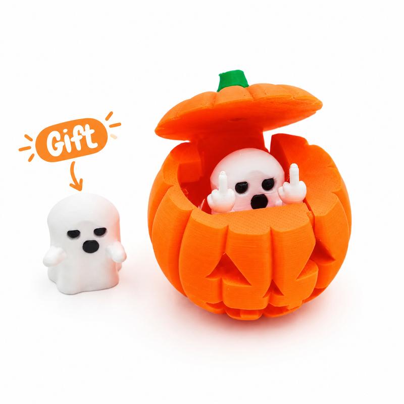 3D-Printed Flip-Top Ghost Pumpkin Halloween Ornament