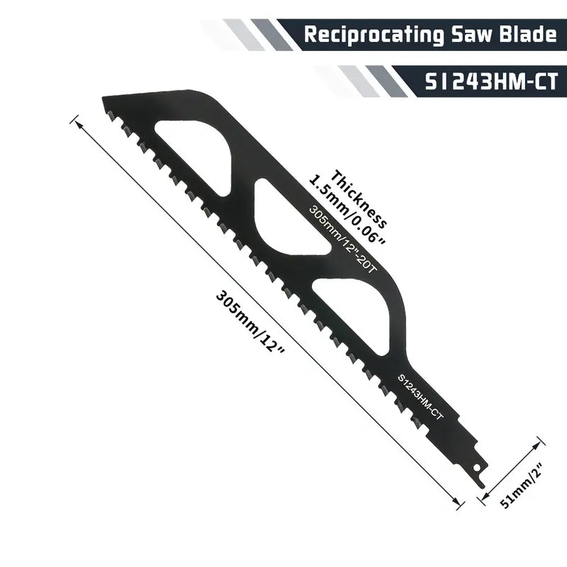 12-Inch Masonry Reciprocating Saw Blade for Brick, Concrete & Fiber Cement