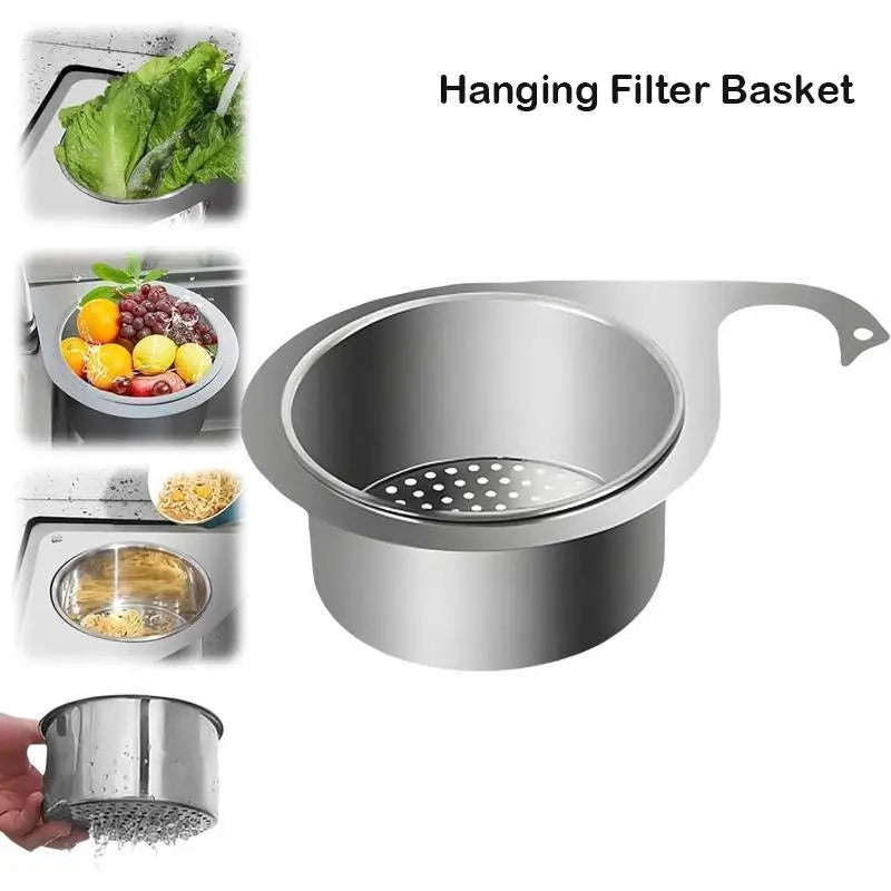 Stainless Steel Swan Sink Strainer Basket, Hanging Drain Filter for Fruit, Vegetables & Kitchen Sink Storage