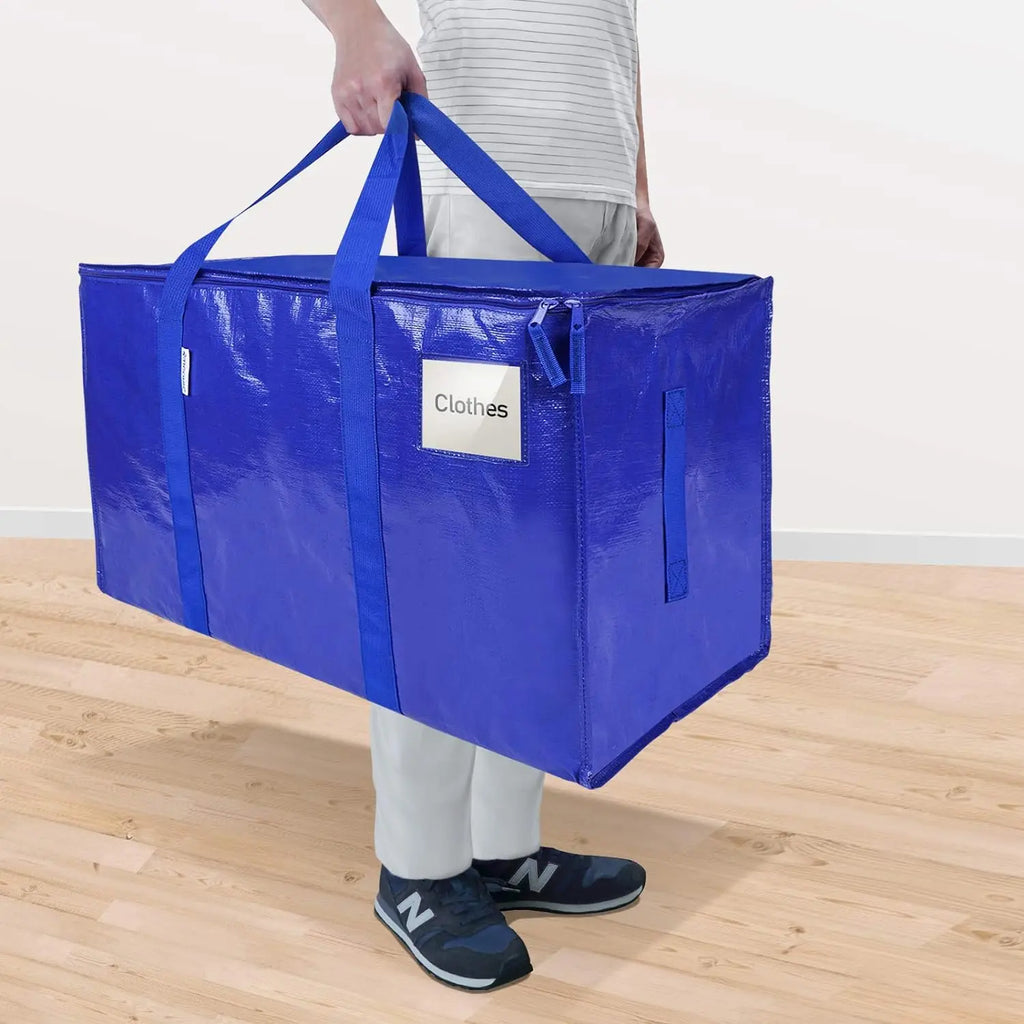 24 Gallon Extra Large Foldable Storage Bag with Handles, Zipper & Tag Pocket for Moving, Camping, Travel & Organization