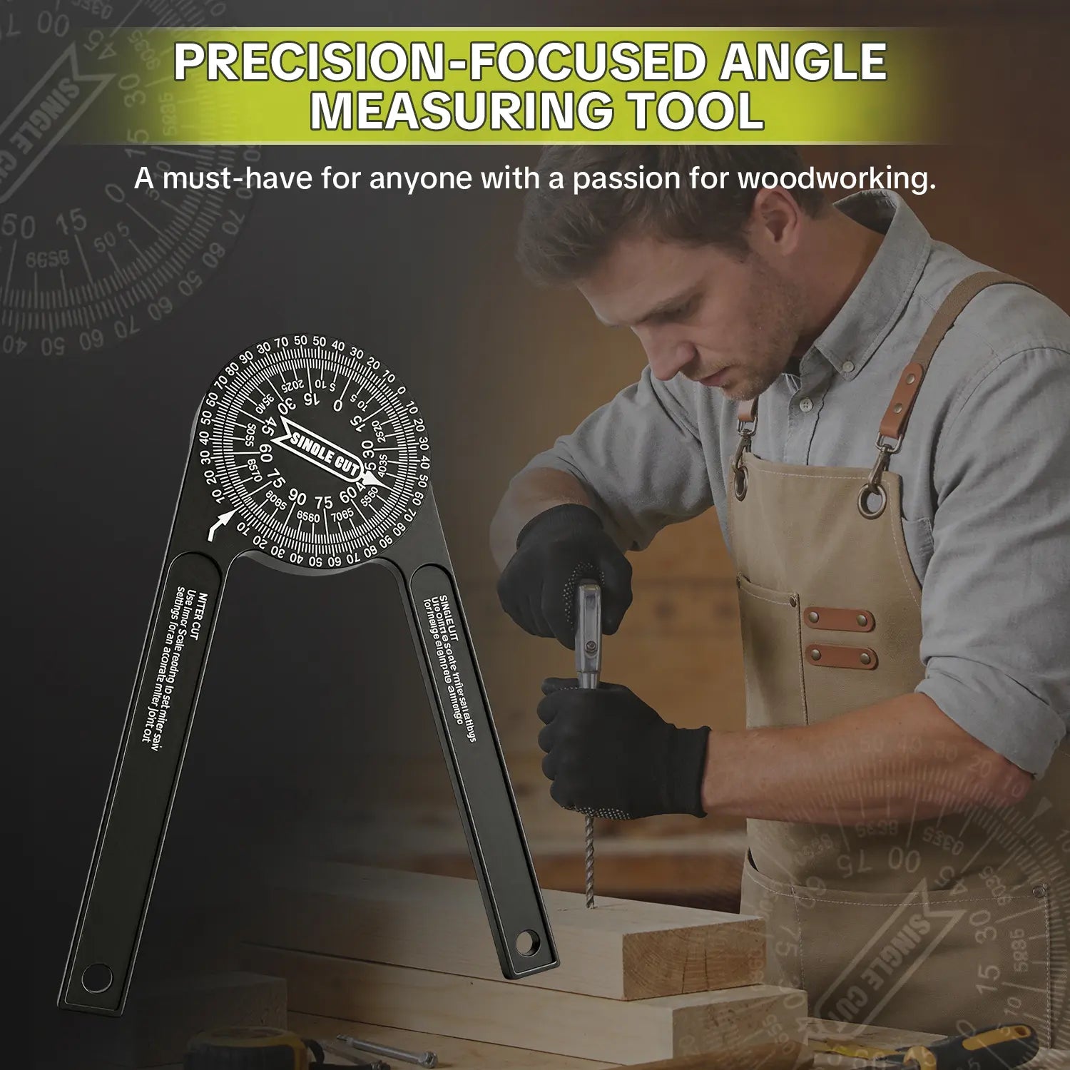 7-Inch Aluminum Miter Saw Protractor, 360° Angle Finder with Laser-Etched Scale for Carpentry, Crown Molding, Baseboard & Woodworking Projects