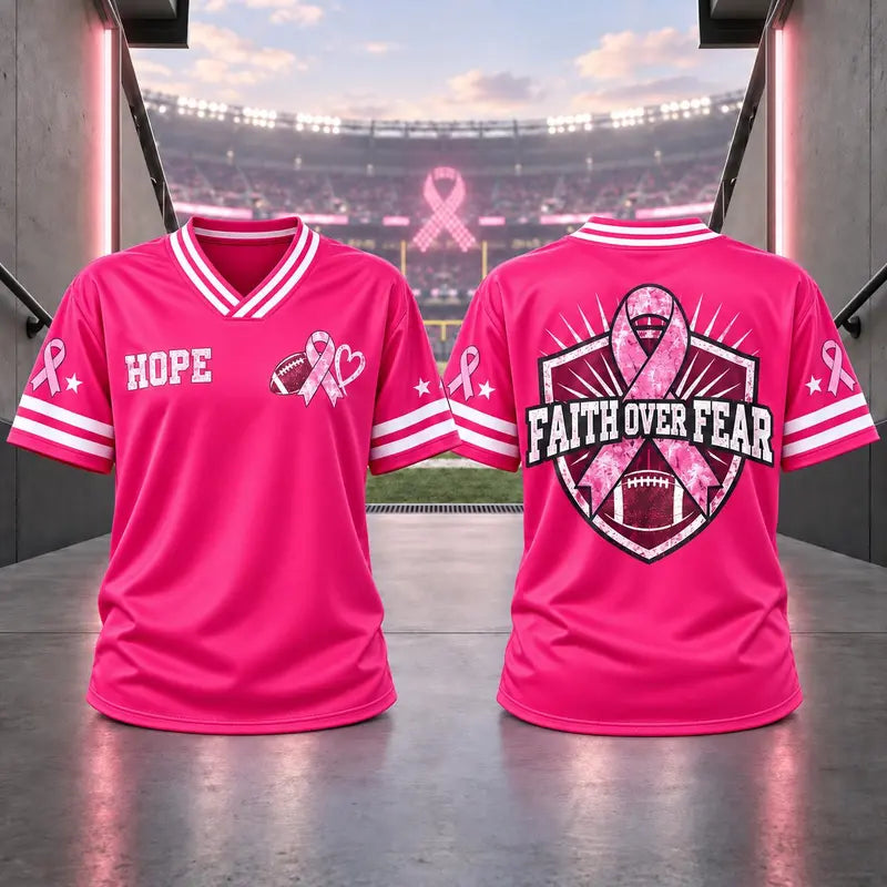 Unisex Pink Ribbon Breast Cancer Awareness Football Jersey