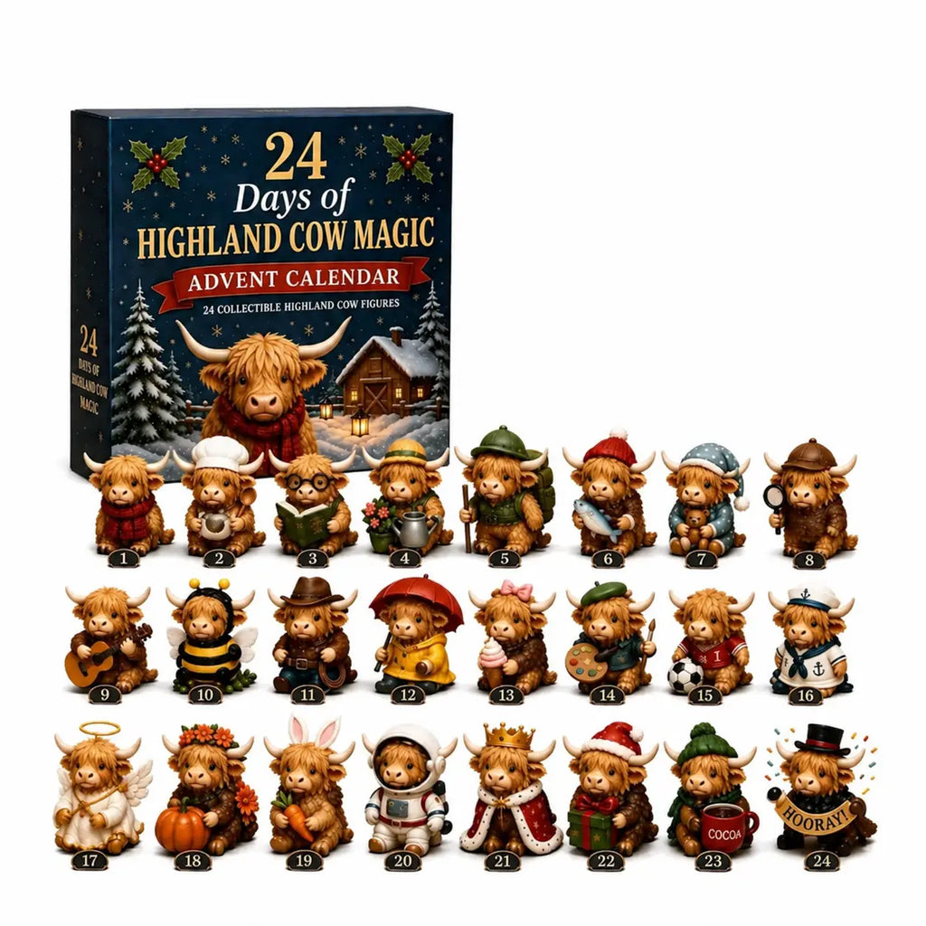 24-Day Highland Cow Figurine Advent Calendar