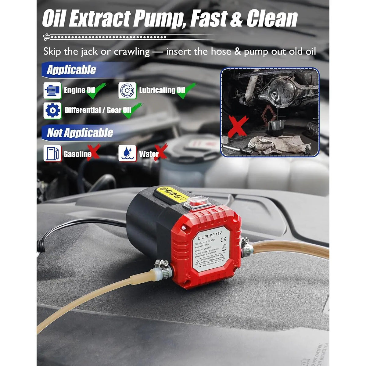 GJANSH 12V 80W Oil & Diesel Transfer Pump Kit