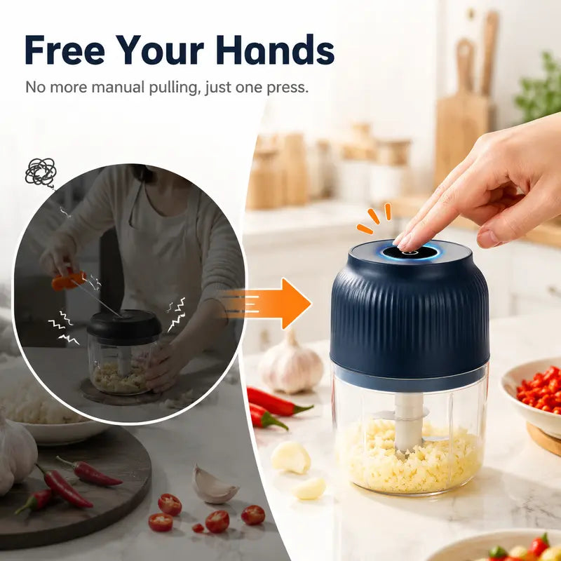 USB Rechargeable Mini Electric Food Chopper for Meat, Garlic, Onion, Ginger, Chili & Vegetables, Portable Kitchen Grinder