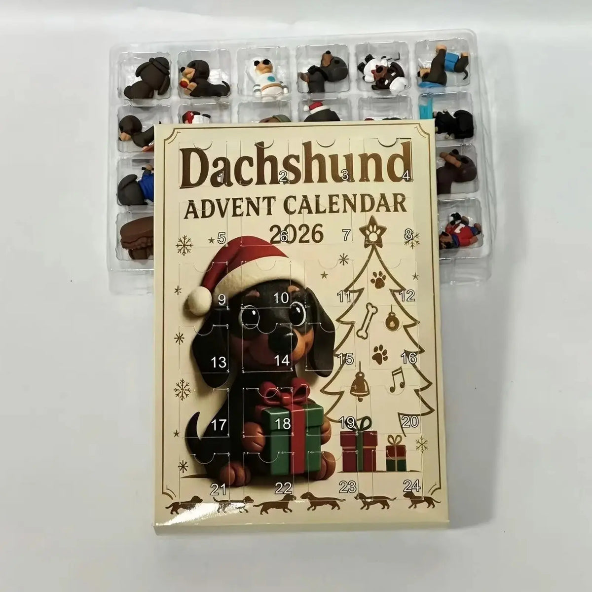 Christmas 24‑Day Countdown Surprise Box, Hanging Puppy Ornaments for Holiday Decor,sohochic