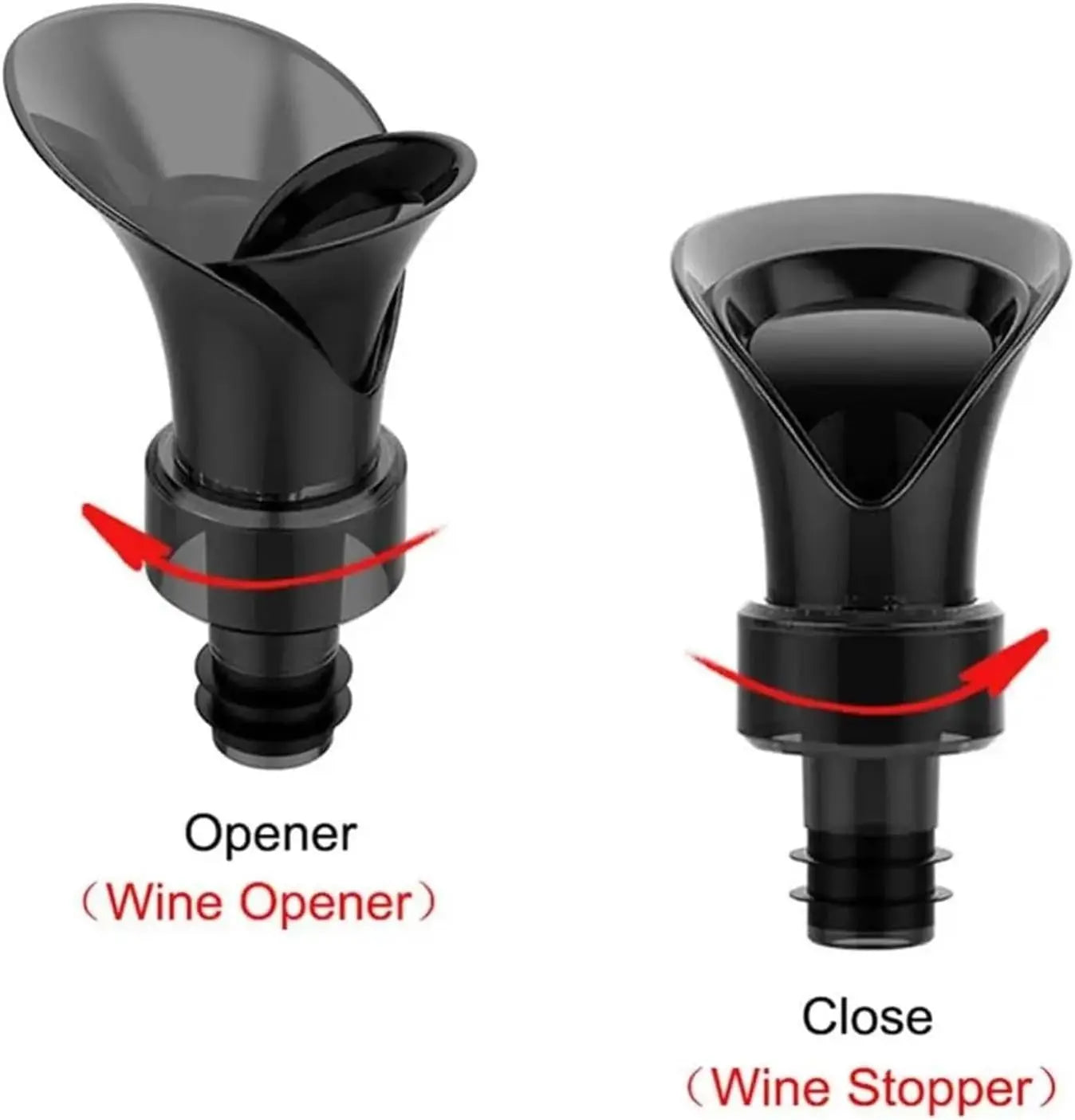 2-Pack , 2-in-1 Petal Wine Cork , No Drip and No Spill Aerator for Wine Lovers, Gift Box Included - Black