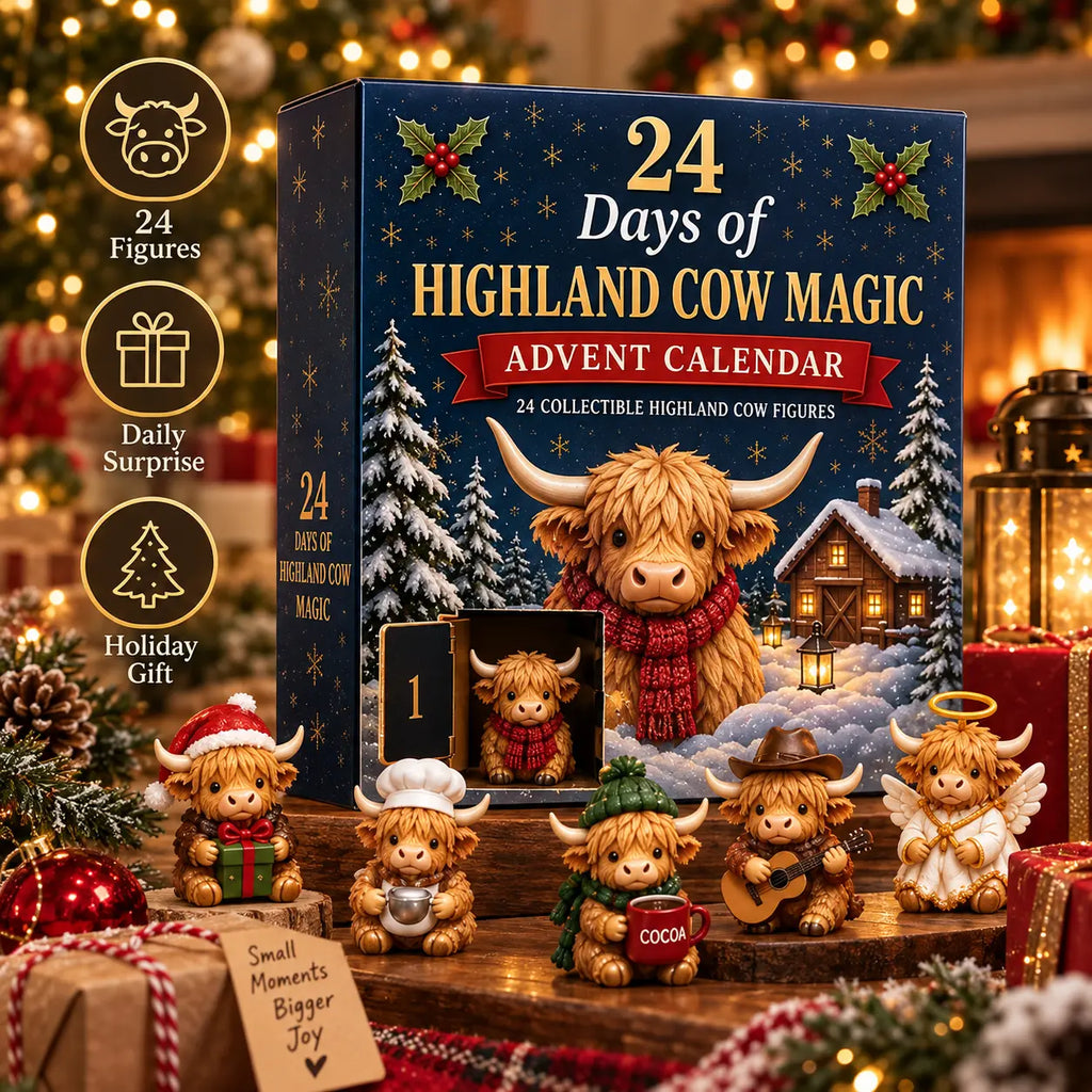 24-Day Highland Cow Figurine Advent Calendar