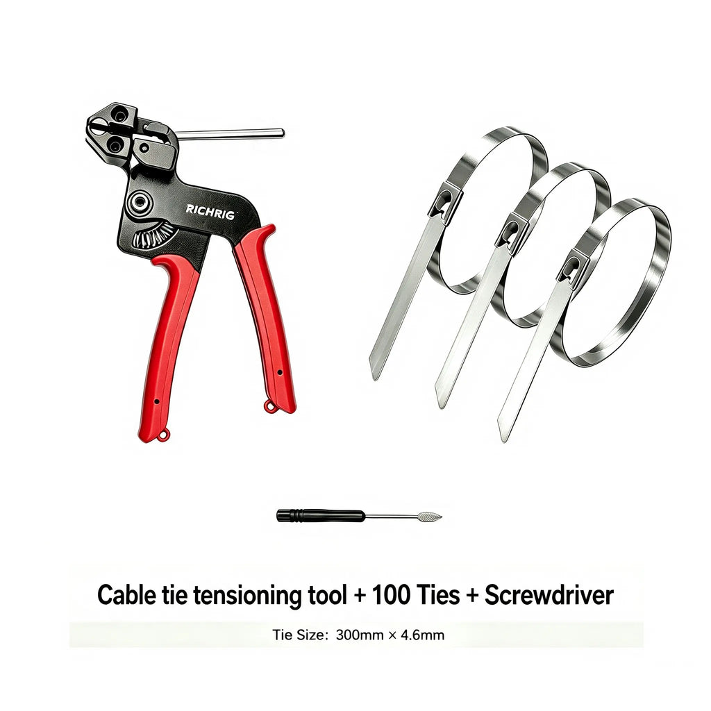 304 Stainless Steel Cable Tie Tensioning Kit with 11.8-Inch Ties