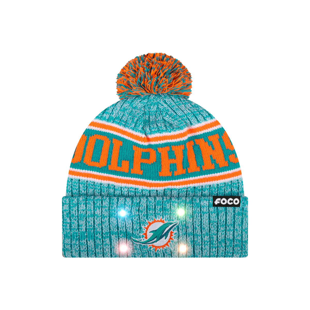 NFL Officially Licensed Team Color Warm Light up Pom Beanie