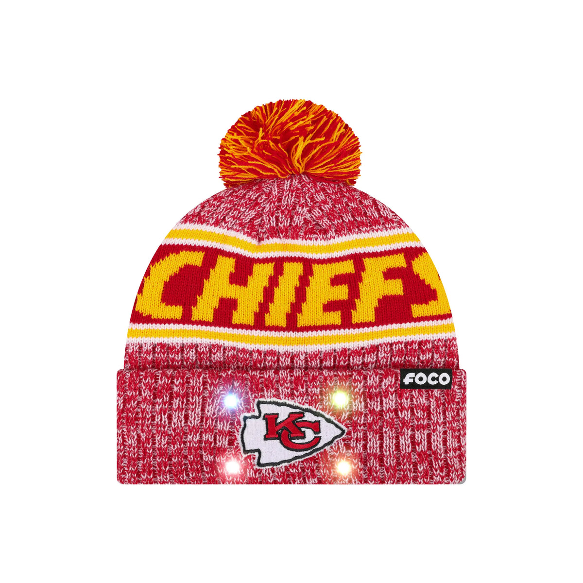 NFL Officially Licensed Team Color Warm Light up Pom Beanie