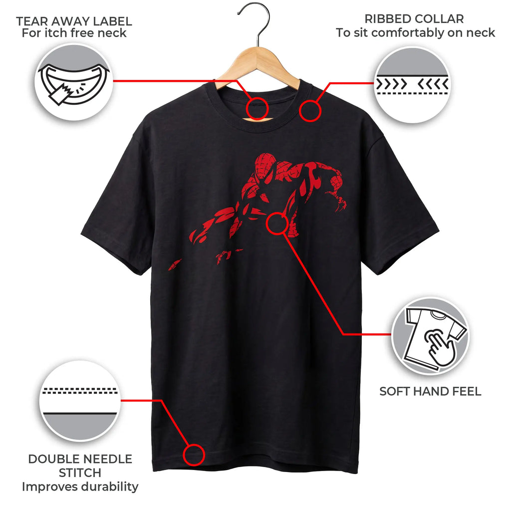 Marvel: Spider-Man Vintage Red Wraith Shadow Pose Mens T Shirt