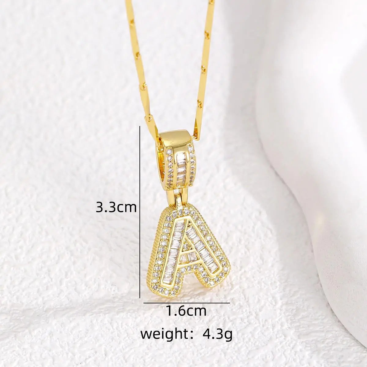 Women’s Gold-Plated Zircon Initial Pendant Layered Necklace Set