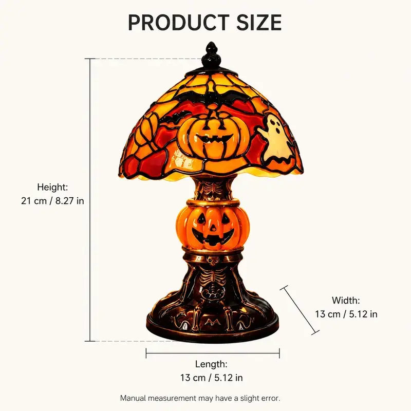 Retro Pumpkin & Bat Halloween Nightstand Lamp