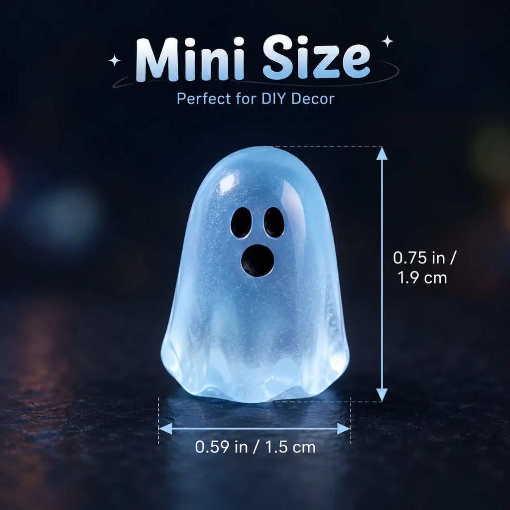 20/50-Pack Glow Ghost Resin Beads, Luminous Halloween Charms for DIY Crafts, Party Decor & Mini Displays